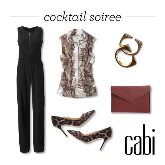 CABi Grace Jumpsuit - black w/ gold zipper detail size 10 - Picture 7 of 7